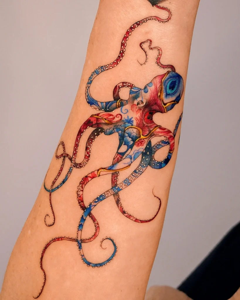 Octopus Floral Fusion Tattoo