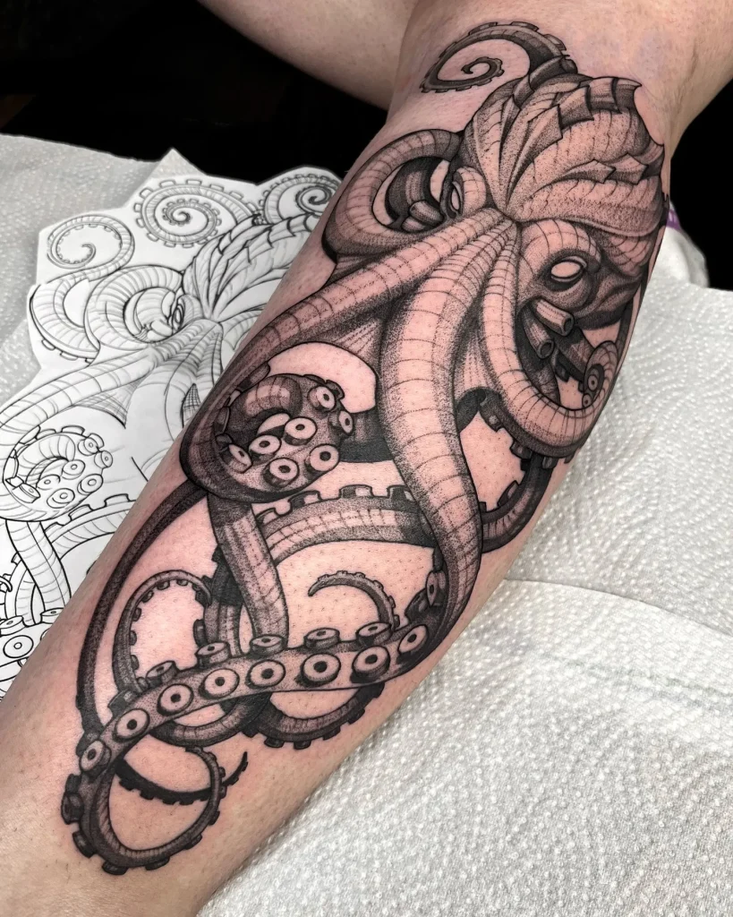 Octopus Gears Fusion Tattoo