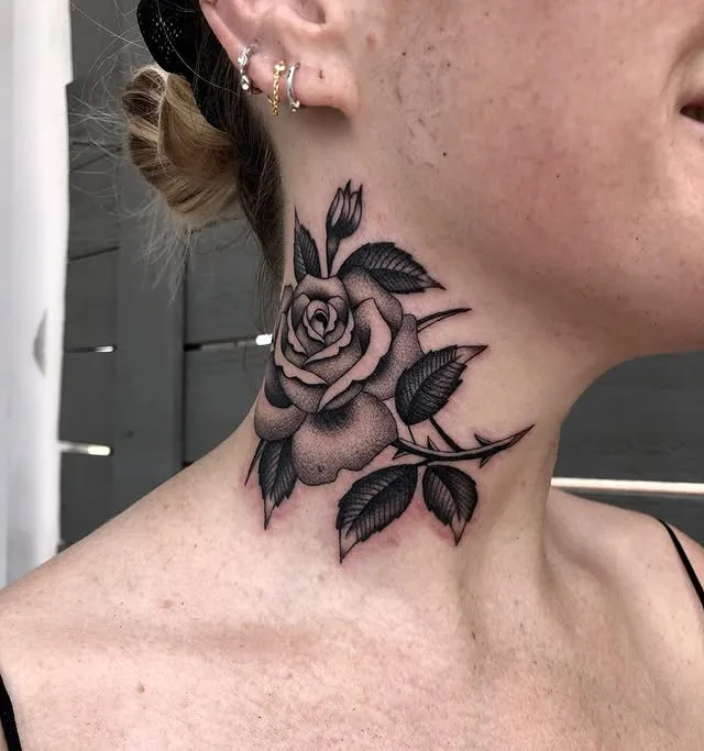 Rose on the Neck Tattoo