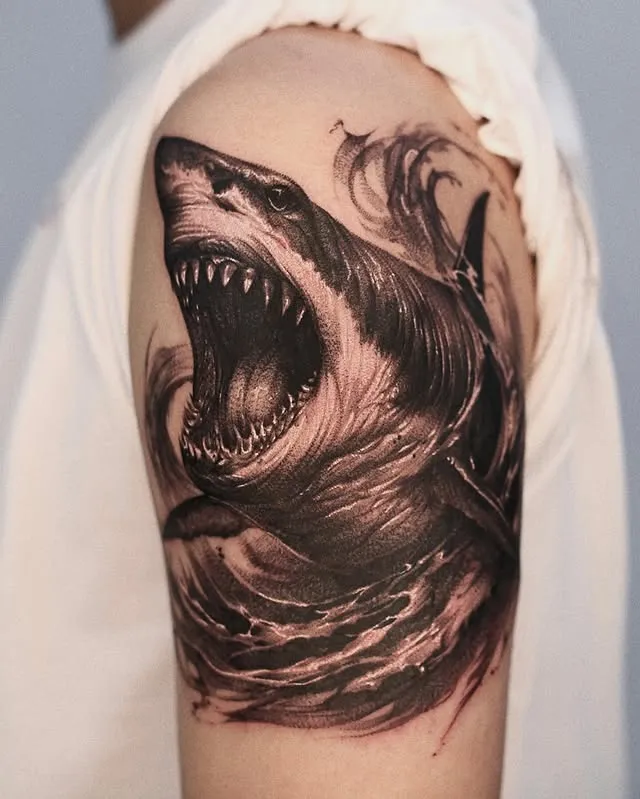 Shark Emerge Boldly Tattoo