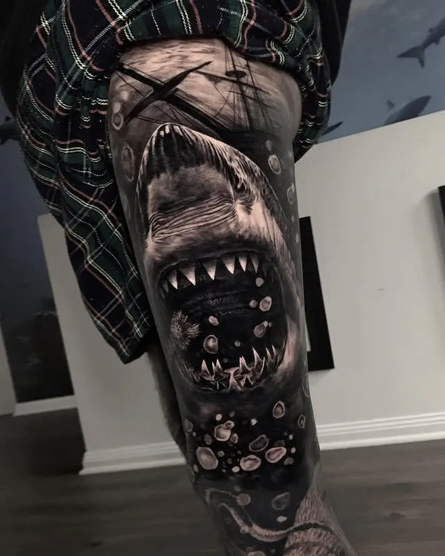 Shark in Motion Tattoo