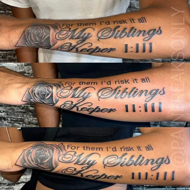 Siblings Keeper Script Tattoo