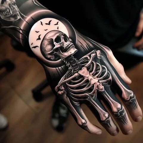 Skeleton Hand with Moon