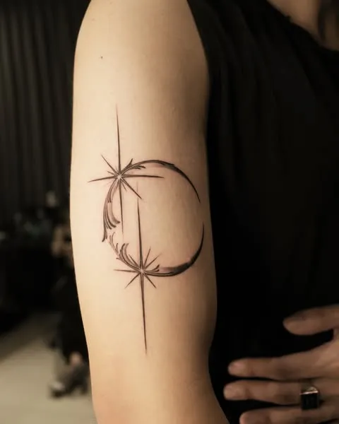 **Starlit Crescent Moon Tattoo**