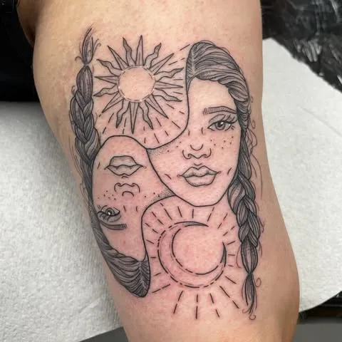 **Sun and Moon Sisters Tattoo**