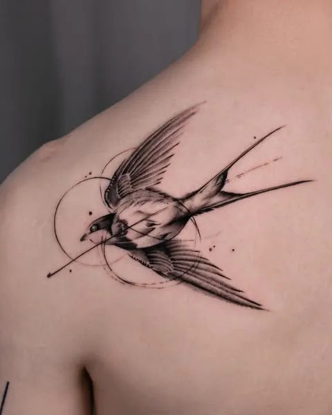 Swallow in Flight Tattoo