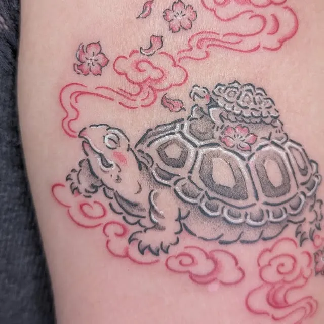 Turtle Amidst Blossoms