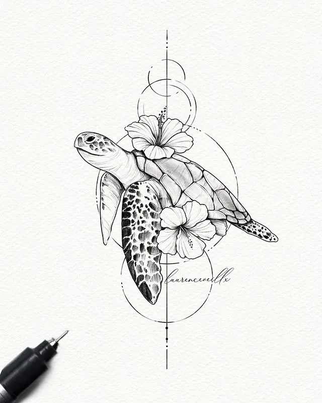 Turtle with Floral Elegance