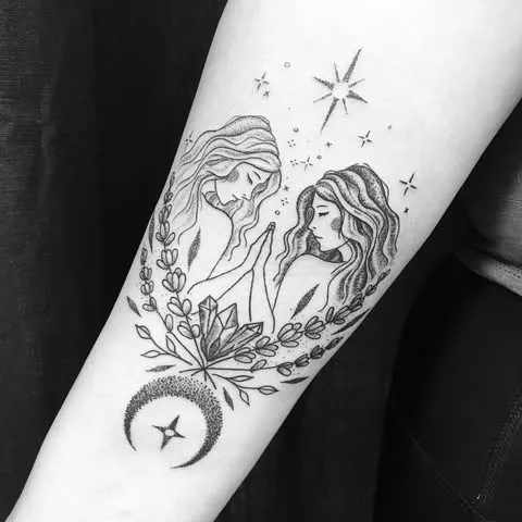 **Two Women Under Stars Tattoo**