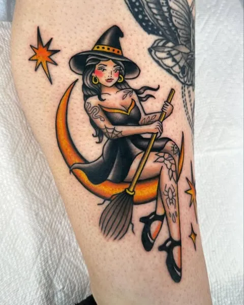 Witch on Crescent Moon