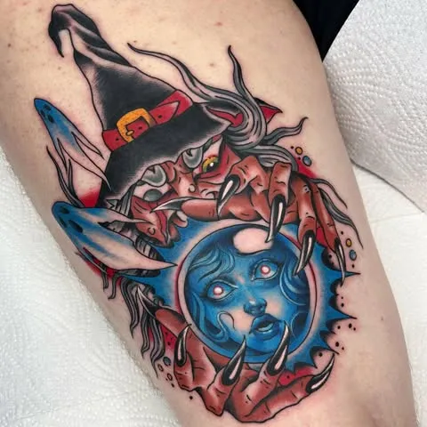 Witch's Crystal Ball Tattoo